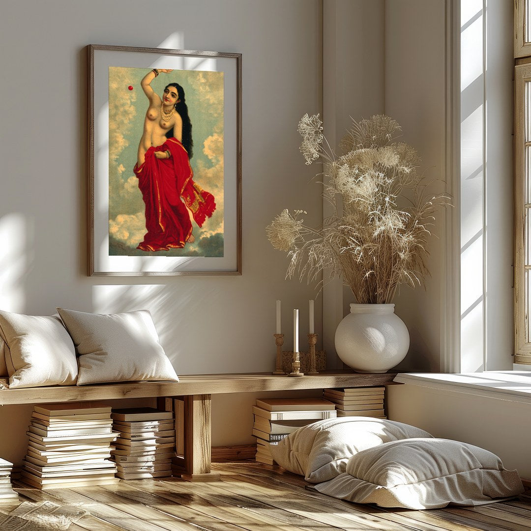 Capture the divine essence with this striking artwork featuring a celestial figure adorned in for area