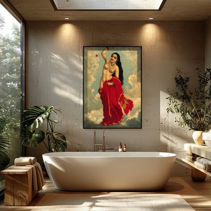Capture the divine essence with this striking artwork featuring a celestial figure adorned in for Bathroom