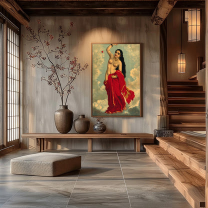 Capture the divine essence with this striking artwork featuring a celestial figure adorned in for Hall