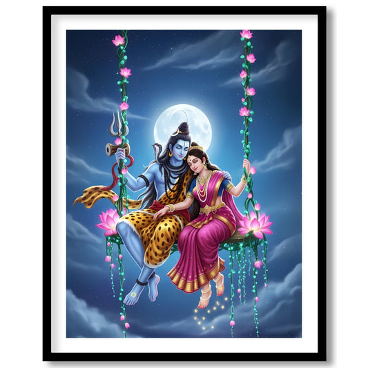 Witness the celestial harmony in this vibrant depiction of divine figures amidst an enchanting for area