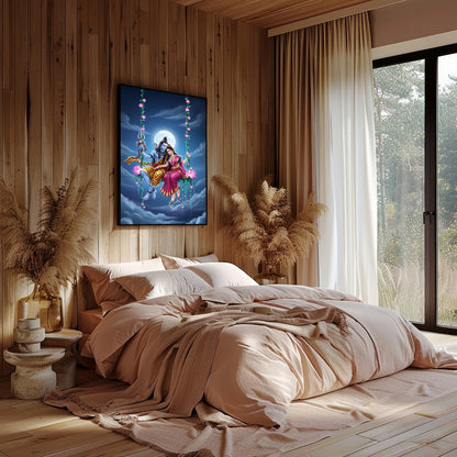 Witness the celestial harmony in this vibrant depiction of divine figures amidst an enchanting for Bedroom