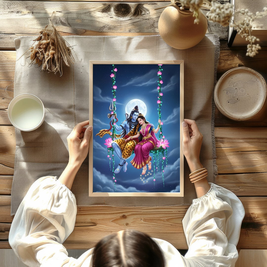 Witness the celestial harmony in this vibrant depiction of divine figures amidst an enchanting for Kitchen
