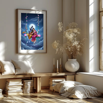 Witness the celestial harmony in this vibrant depiction of divine figures amidst an enchanting for room