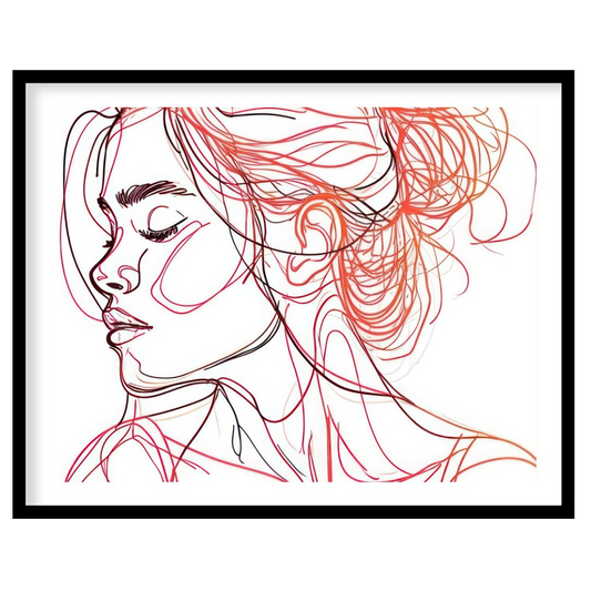 This stunning line art piece captures the serene beauty of a woman in profile, rendered in elegant for nook