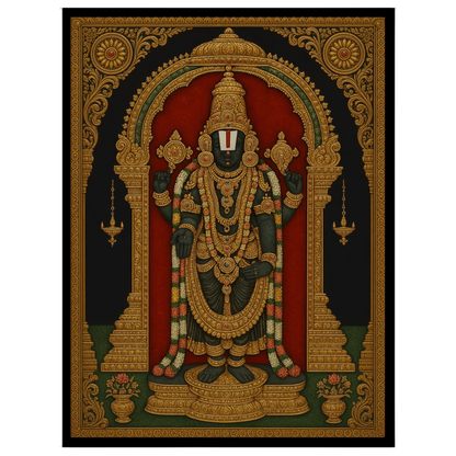 Celebrate divinity with this exquisite Tanjore art print, depicting Lord Venkateshwara in for room