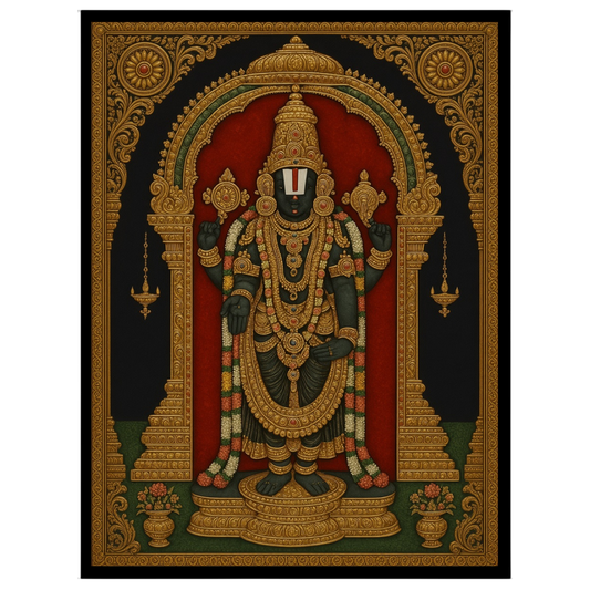Celebrate divinity with this exquisite Tanjore art print, depicting Lord Venkateshwara in for room