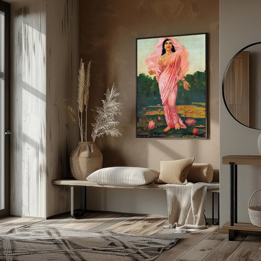 Immerse yourself in the serene beauty of 'Ethereal Lotus Maiden,' a captivating piece that captures for decor