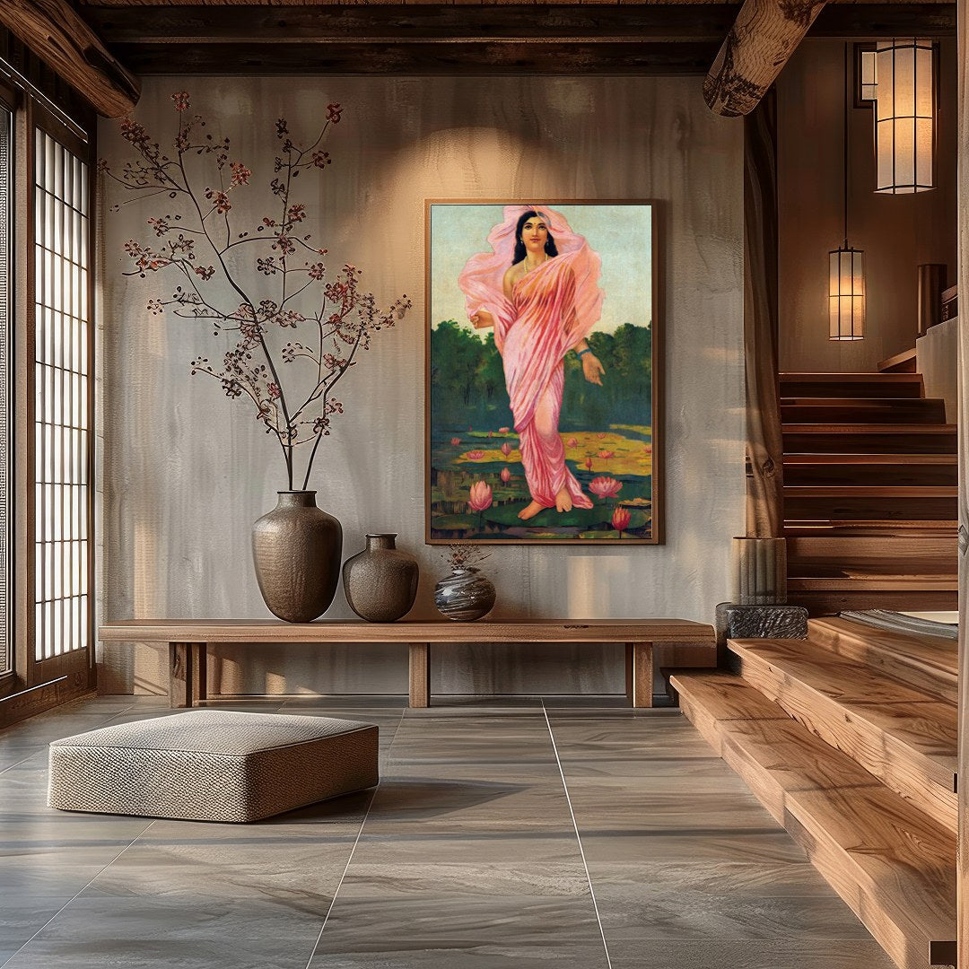 Immerse yourself in the serene beauty of 'Ethereal Lotus Maiden,' a captivating piece that captures for Hall