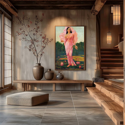 Immerse yourself in the serene beauty of 'Ethereal Lotus Maiden,' a captivating piece that captures for Hall