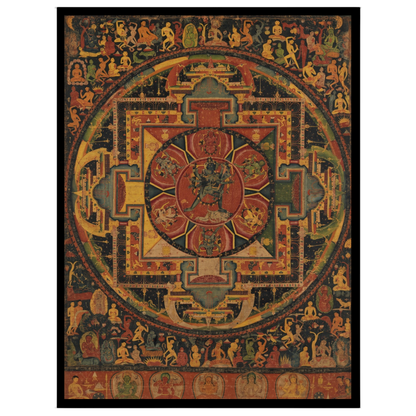 Elevate your space with the 'Ethereal Mandala Guardians,' a masterful Thangka print blending for hallway