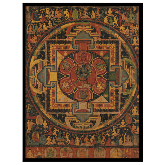 Elevate your space with the 'Ethereal Mandala Guardians,' a masterful Thangka print blending for hallway