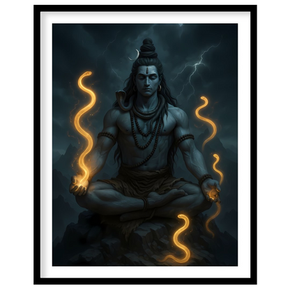 Immerse yourself in the mystic aura of this stunning depiction of Lord Shiva, captured in serene for nook