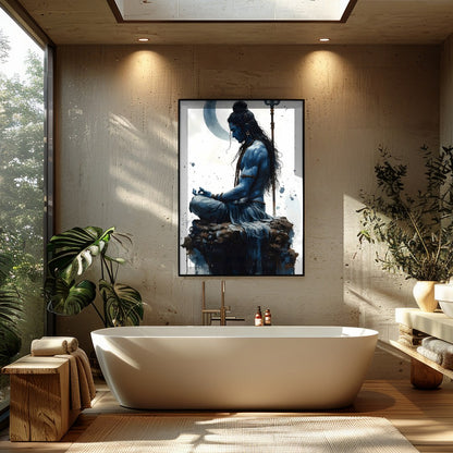 Immerse yourself in the serene energy of this captivating artwork, depicting a divine figure in for Bathroom