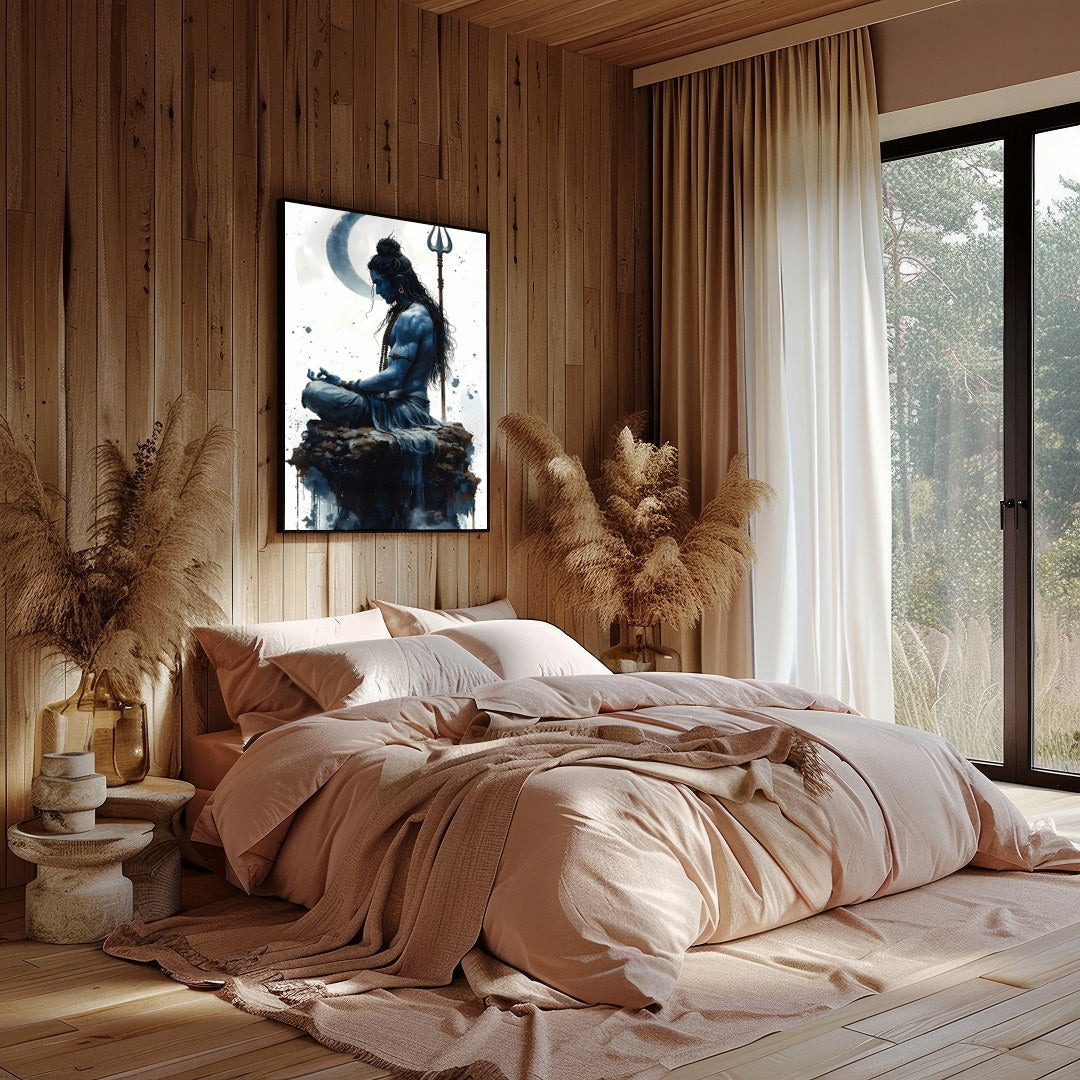 Immerse yourself in the serene energy of this captivating artwork, depicting a divine figure in for Bedroom