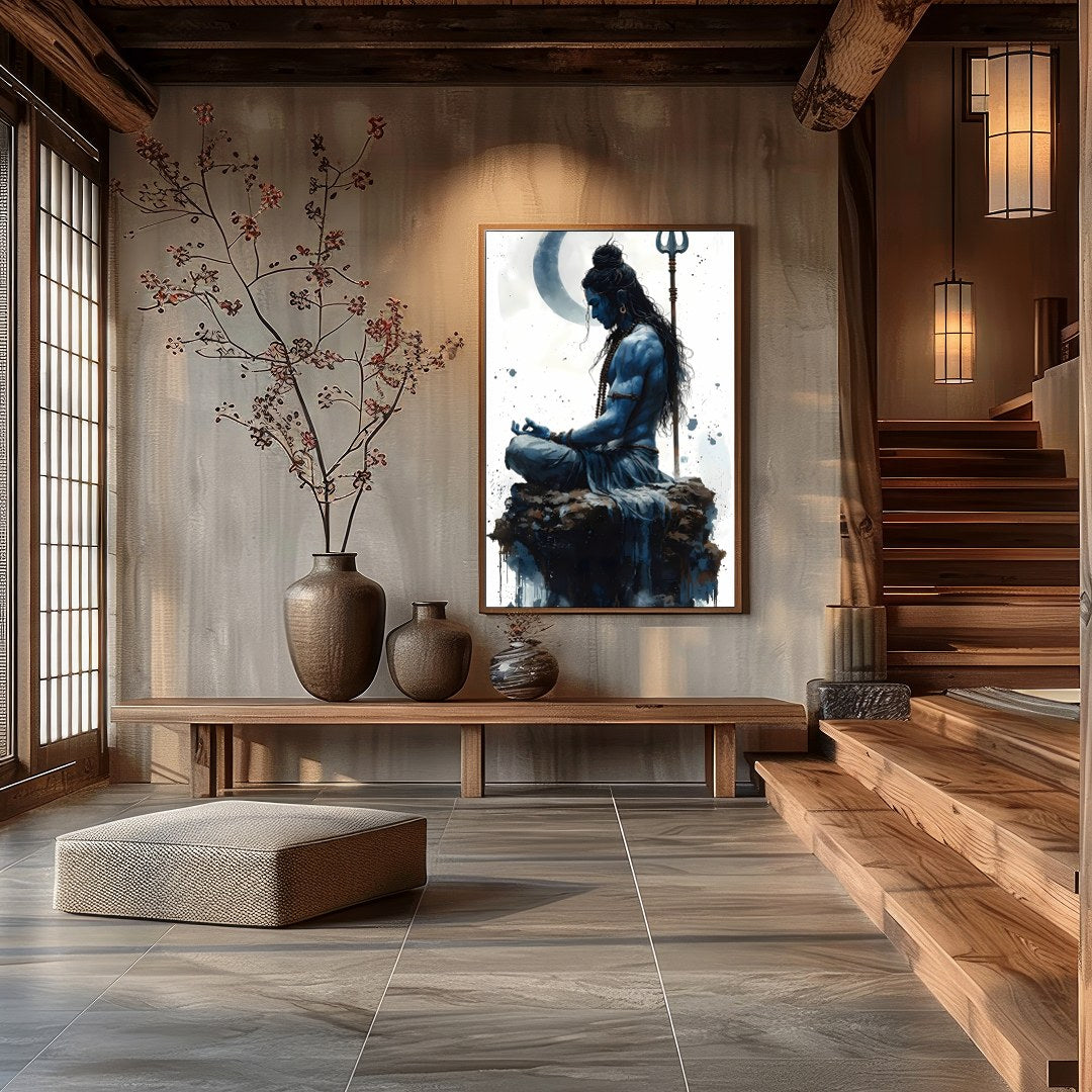 Immerse yourself in the serene energy of this captivating artwork, depicting a divine figure in for Hall