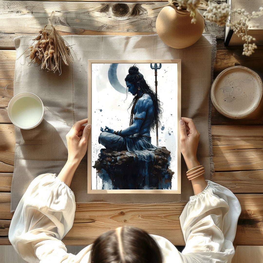 Immerse yourself in the serene energy of this captivating artwork, depicting a divine figure in for Kitchen