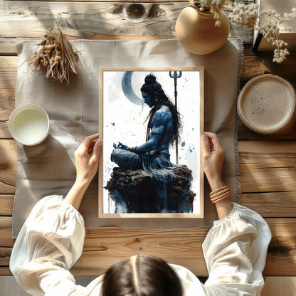 Immerse yourself in the serene energy of this captivating artwork, depicting a divine figure in for Kitchen
