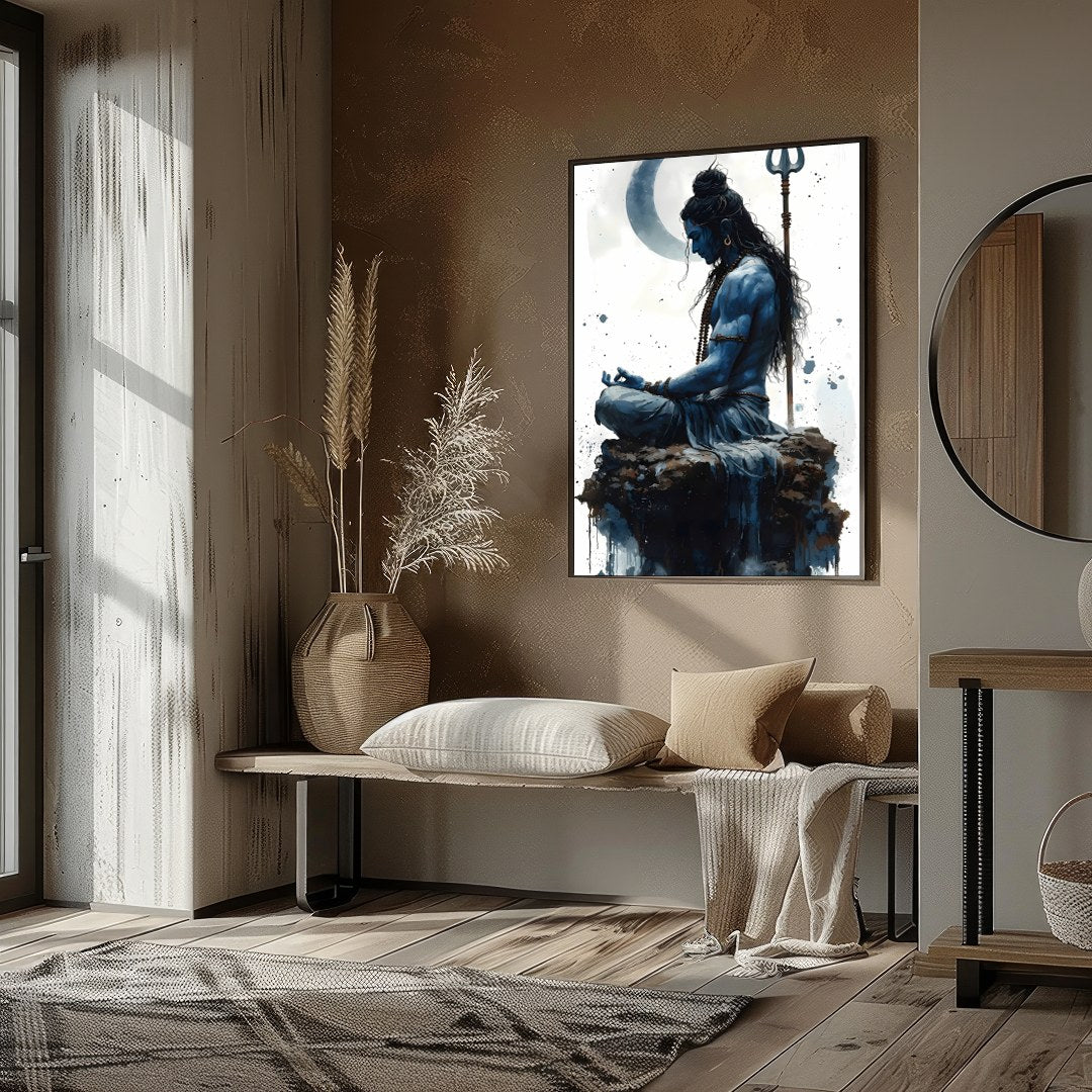 Immerse yourself in the serene energy of this captivating artwork, depicting a divine figure in for office