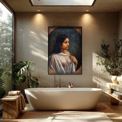 Immerse yourself in the serene beauty of this classical portrait capturing a moment of for Bathroom