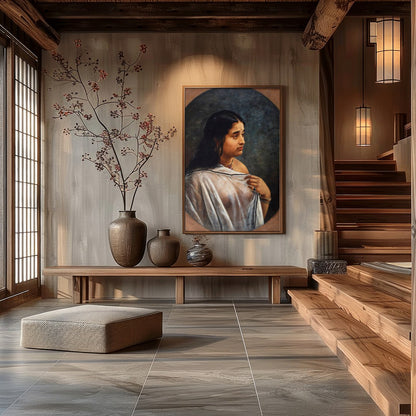 Immerse yourself in the serene beauty of this classical portrait capturing a moment of for Hall