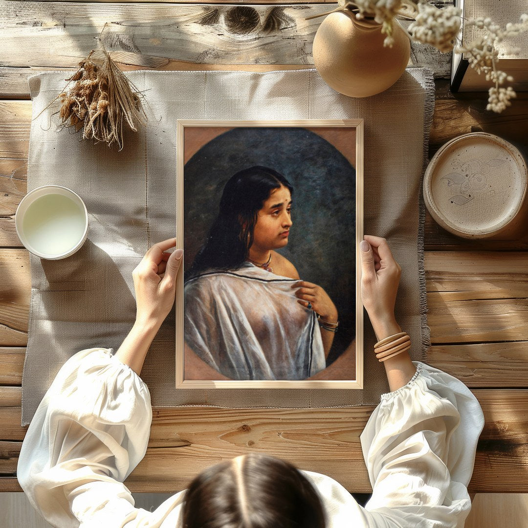 Immerse yourself in the serene beauty of this classical portrait capturing a moment of for Kitchen