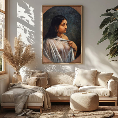 Immerse yourself in the serene beauty of this classical portrait capturing a moment of for Sitting Area