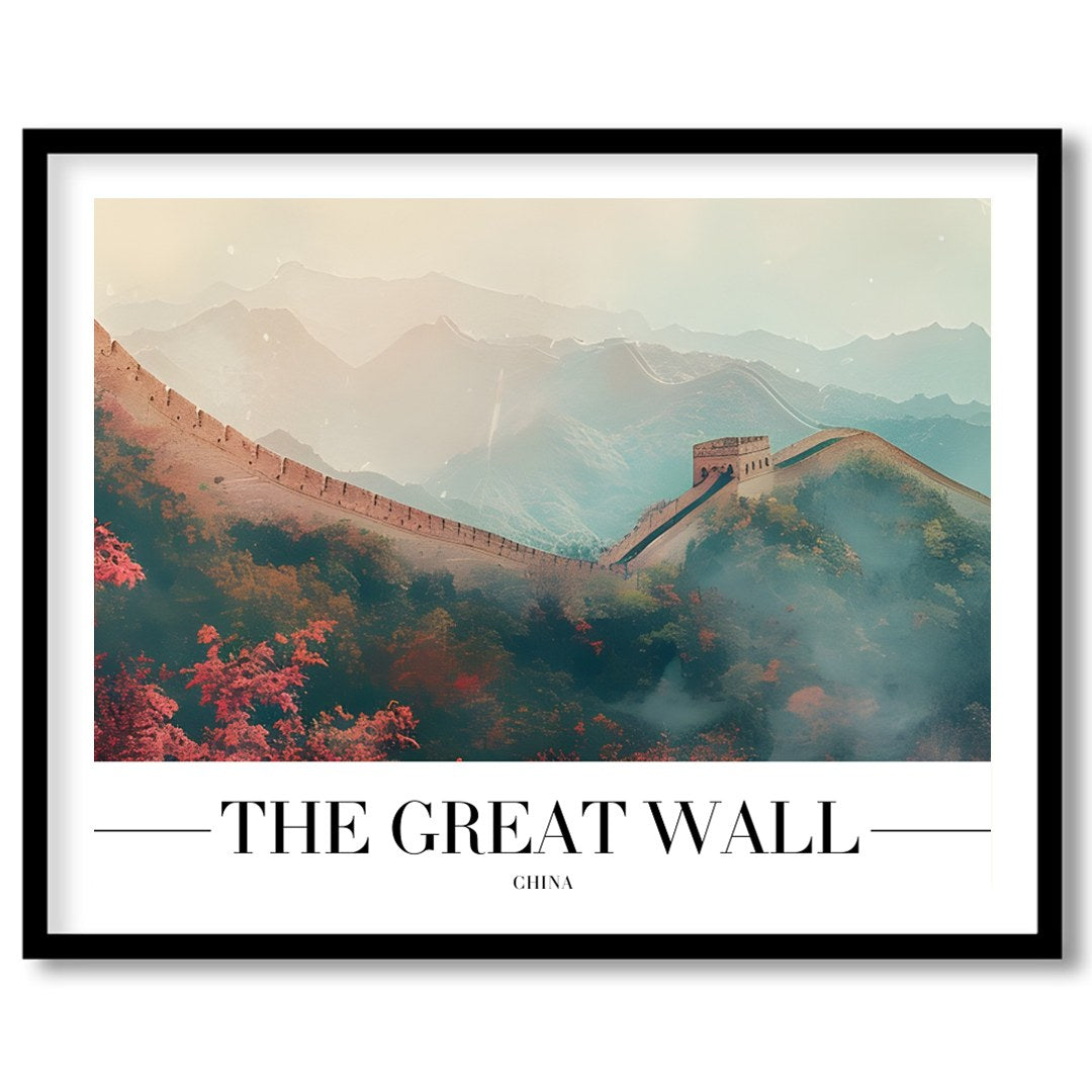 This captivating piece captures the serene beauty of the Great Wall enveloped in a dreamlike mist, for dwelling