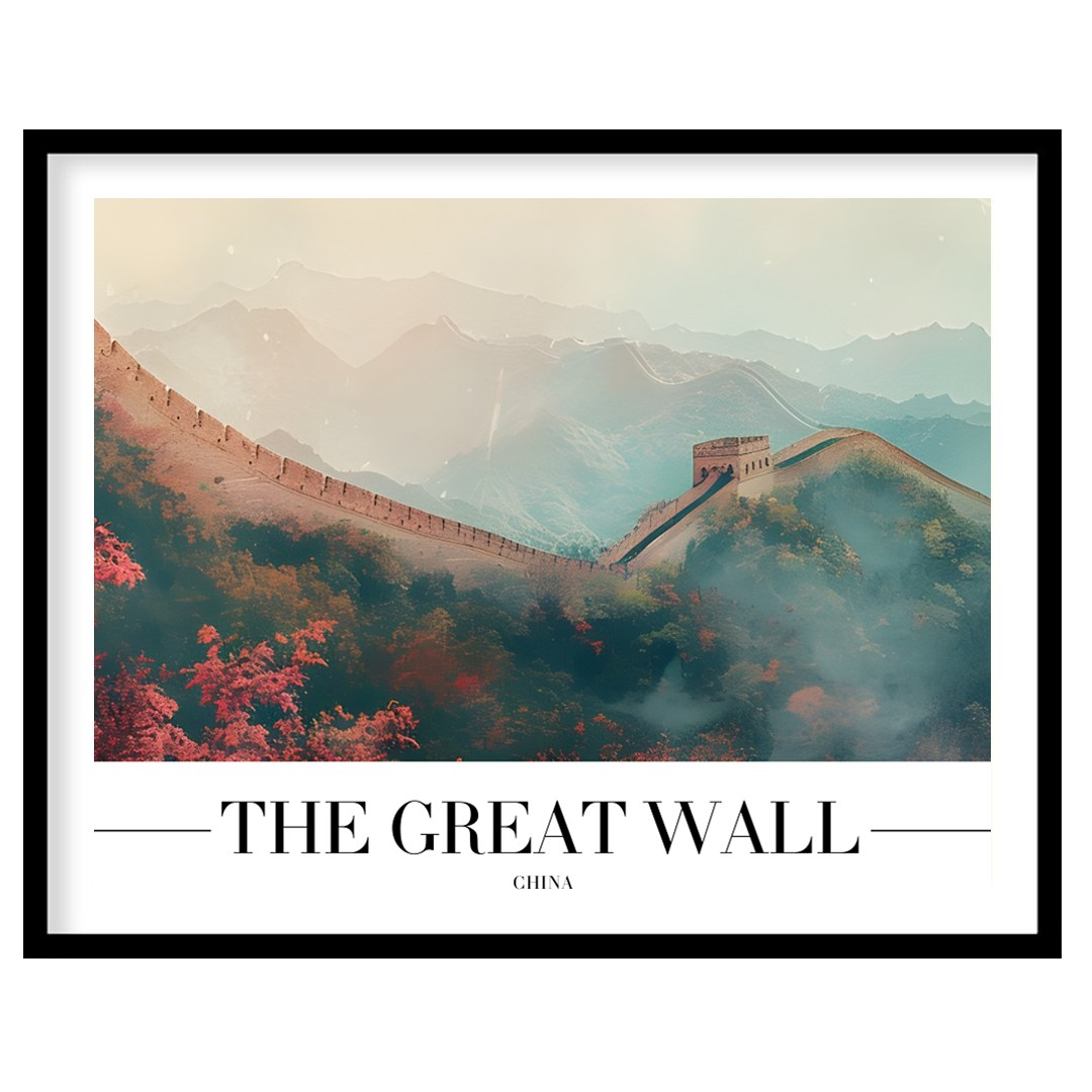 This captivating piece captures the serene beauty of the Great Wall enveloped in a dreamlike mist, for dwelling