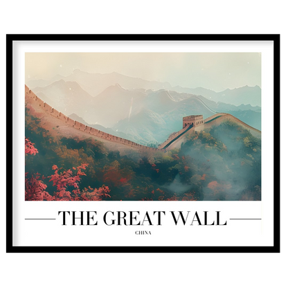 This captivating piece captures the serene beauty of the Great Wall enveloped in a dreamlike mist, for dwelling