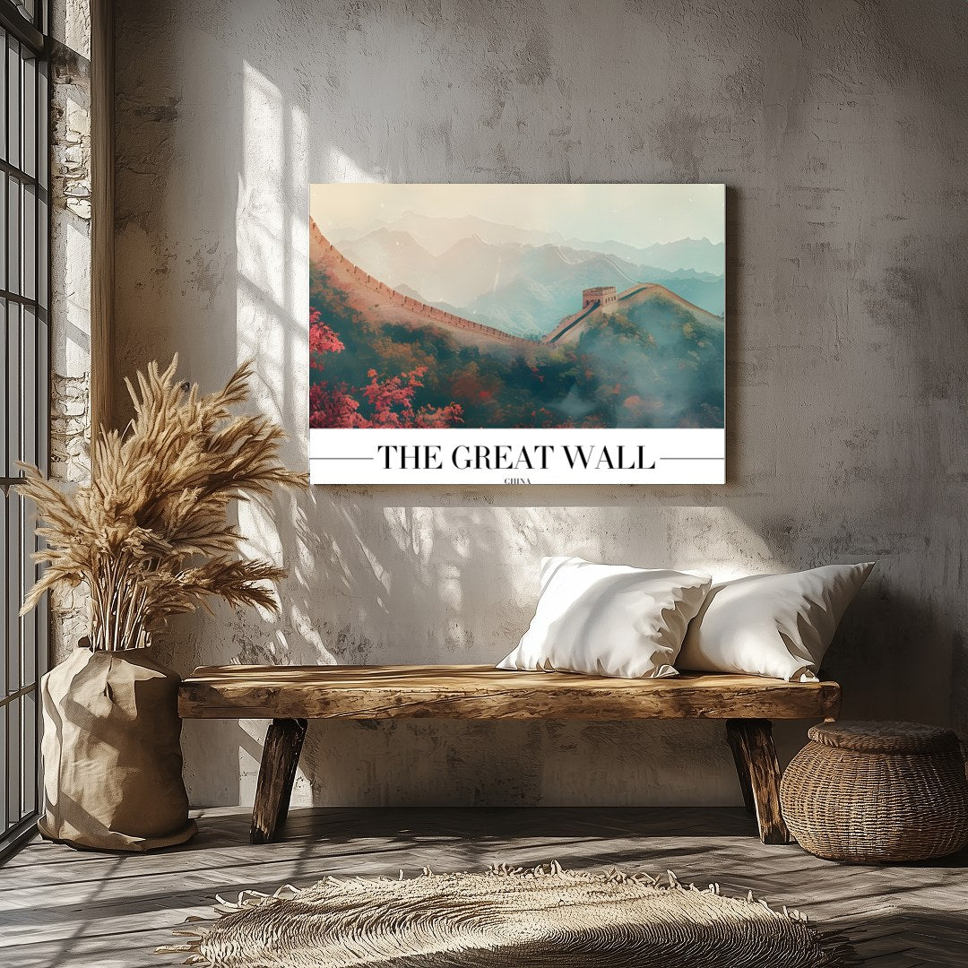 This captivating piece captures the serene beauty of the Great Wall enveloped in a dreamlike mist, for Veranda