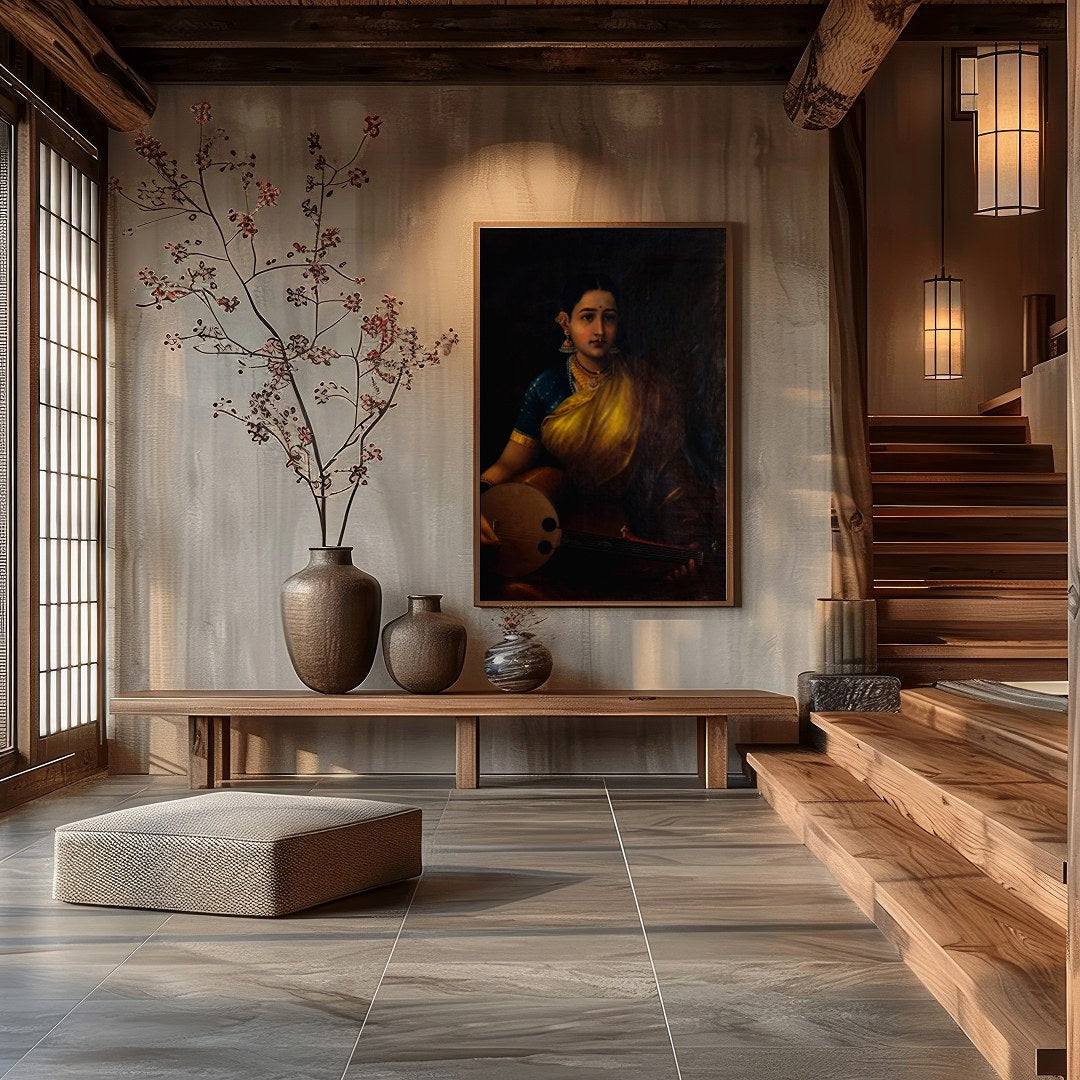 Immerse yourself in the timeless elegance of this captivating portrait, featuring a classical for Hall