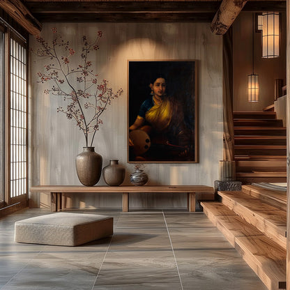 Immerse yourself in the timeless elegance of this captivating portrait, featuring a classical for Hall