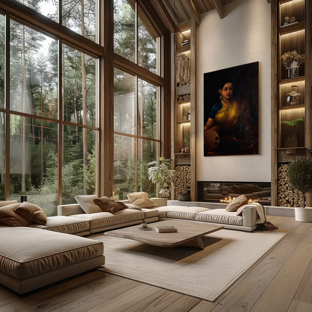 Immerse yourself in the timeless elegance of this captivating portrait, featuring a classical for Living Room