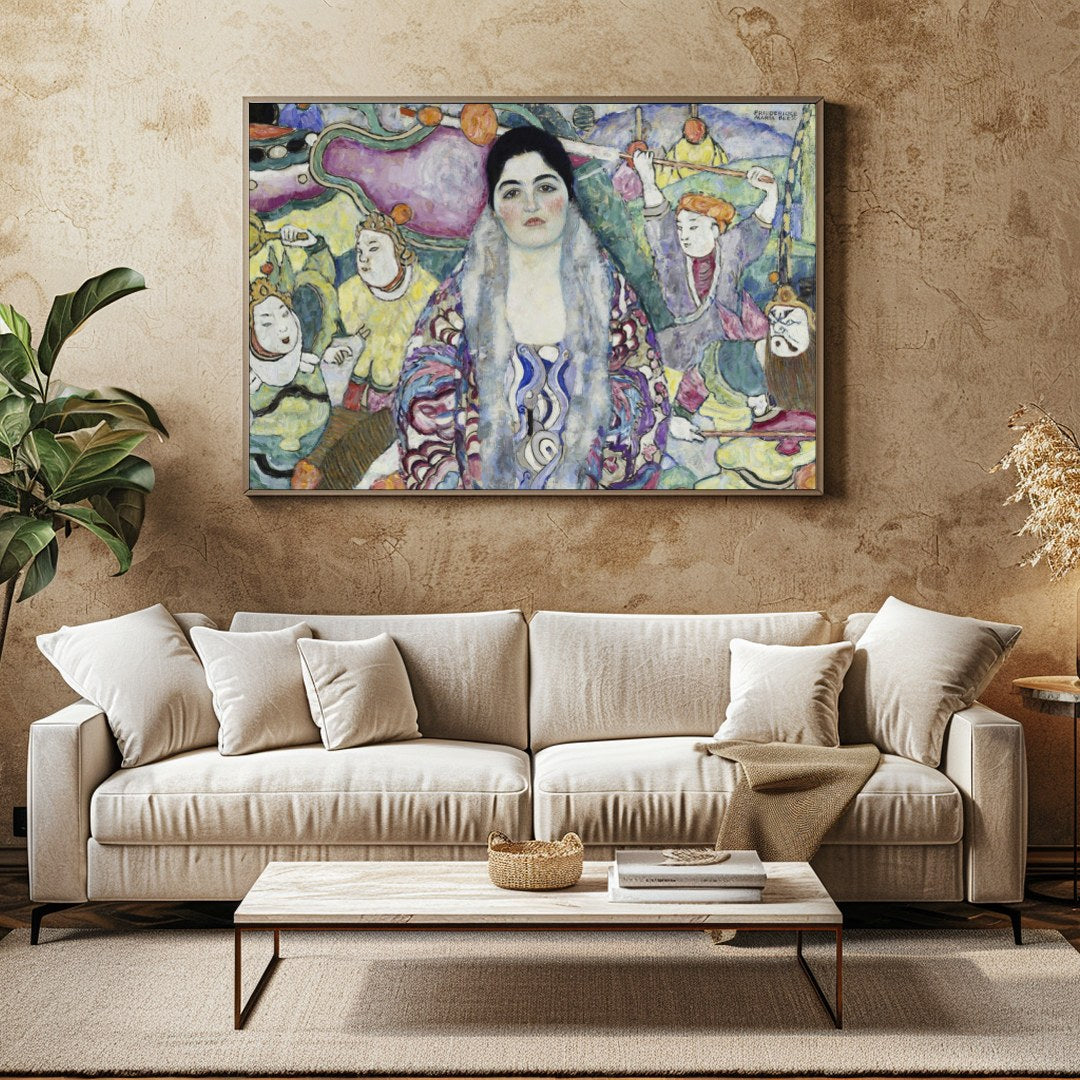 Dive into a dreamlike world with this captivating piece, where vibrant characters and abstract for Family Room