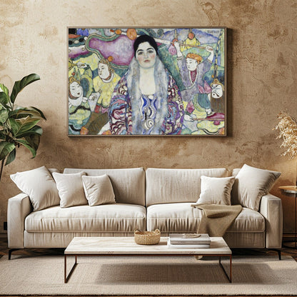 Dive into a dreamlike world with this captivating piece, where vibrant characters and abstract for Family Room