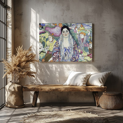Dive into a dreamlike world with this captivating piece, where vibrant characters and abstract for Veranda