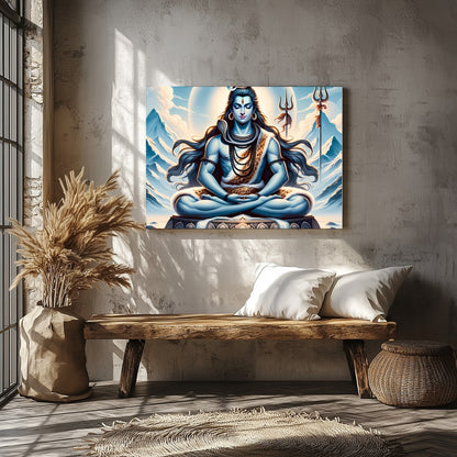 Immerse yourself in tranquility with this captivating artwork depicting a meditative deity against for Veranda
