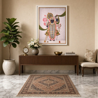 Immerse yourself in the divine elegance of Shrinathji, depicted with a resplendent lotus garland for Entrance