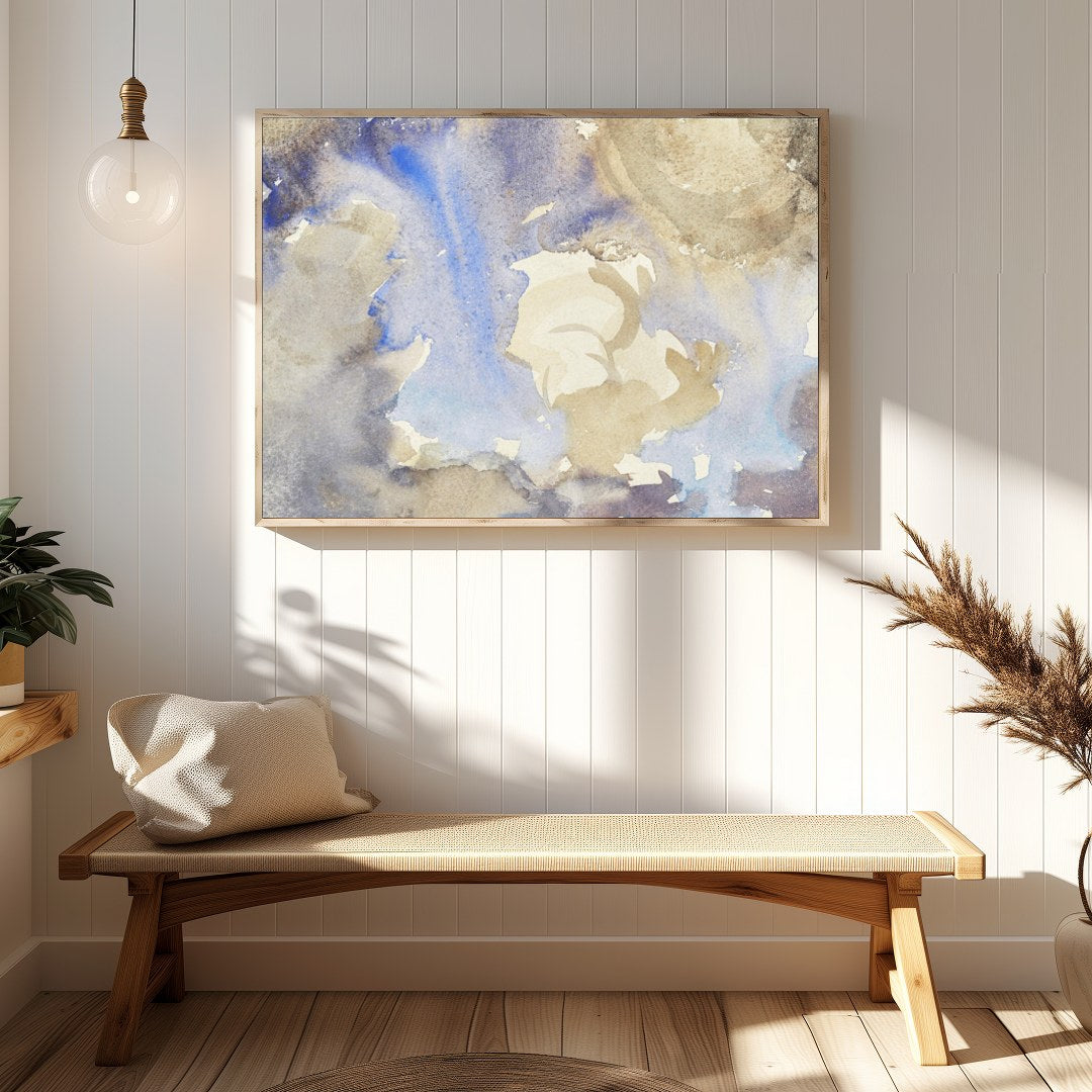 Immerse yourself in the delicate interplay of color with this exquisite watercolor artwork. Soft, for gallery