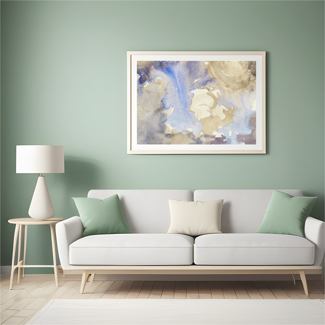 Immerse yourself in the delicate interplay of color with this exquisite watercolor artwork. Soft, for Hall