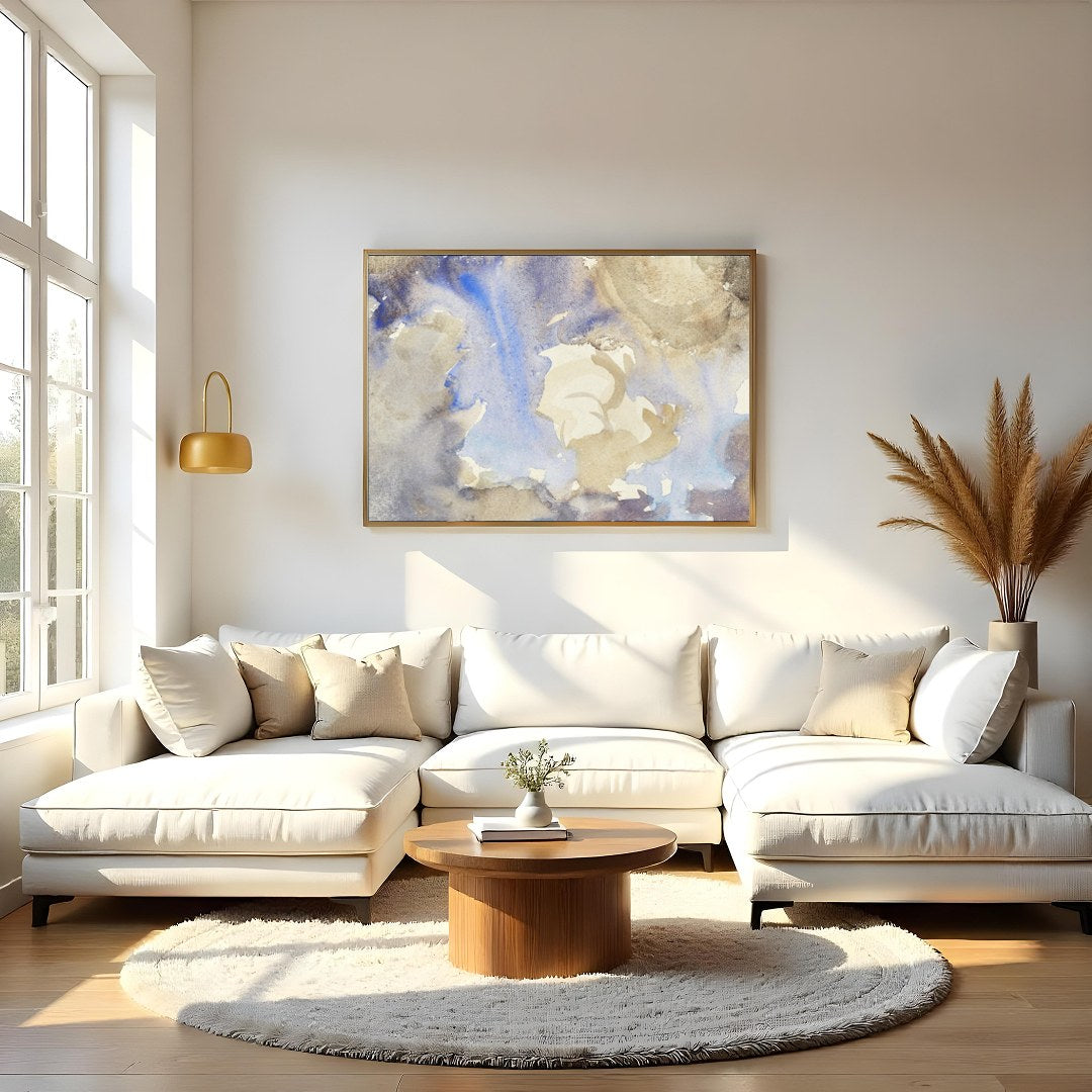 Immerse yourself in the delicate interplay of color with this exquisite watercolor artwork. Soft, for Living Room