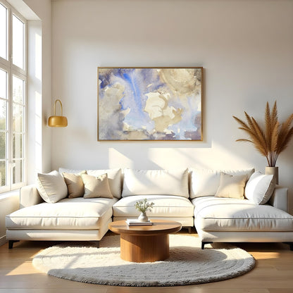 Immerse yourself in the delicate interplay of color with this exquisite watercolor artwork. Soft, for Living Room