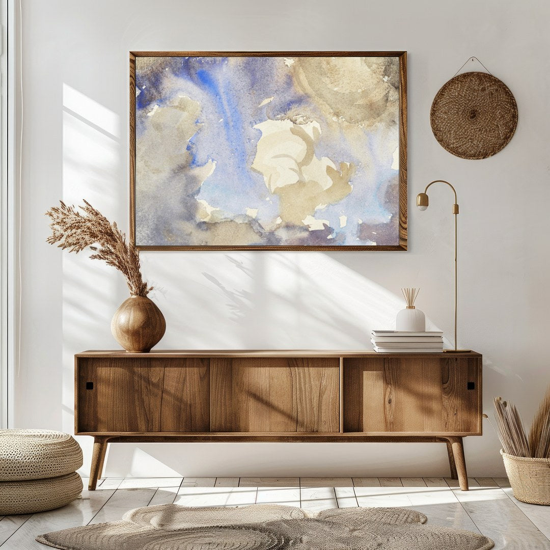Immerse yourself in the delicate interplay of color with this exquisite watercolor artwork. Soft, for Sitting Area