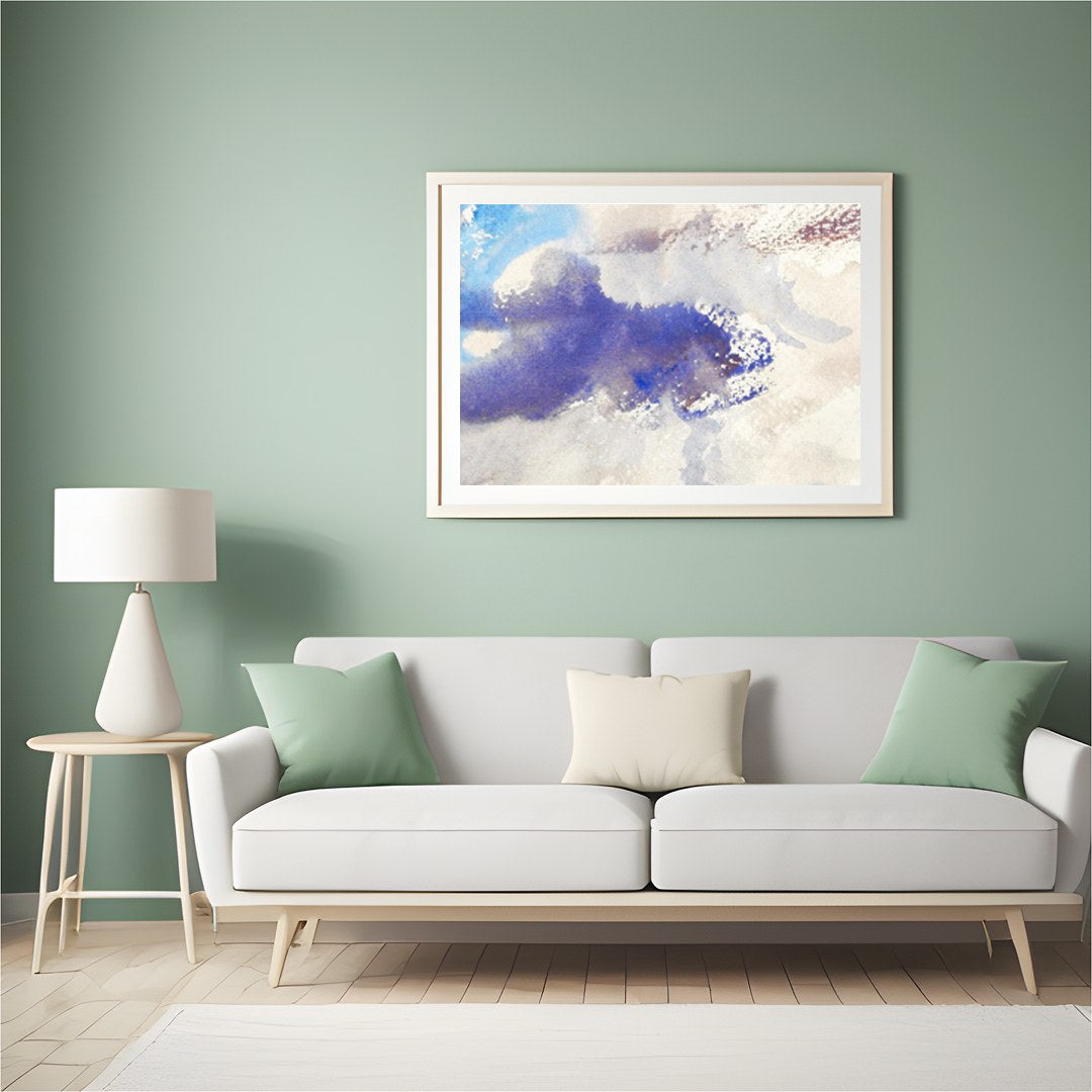 Capture the serene essence of the sky with this dreamy watercolor artwork. Delicate brushstrokes in for Hall