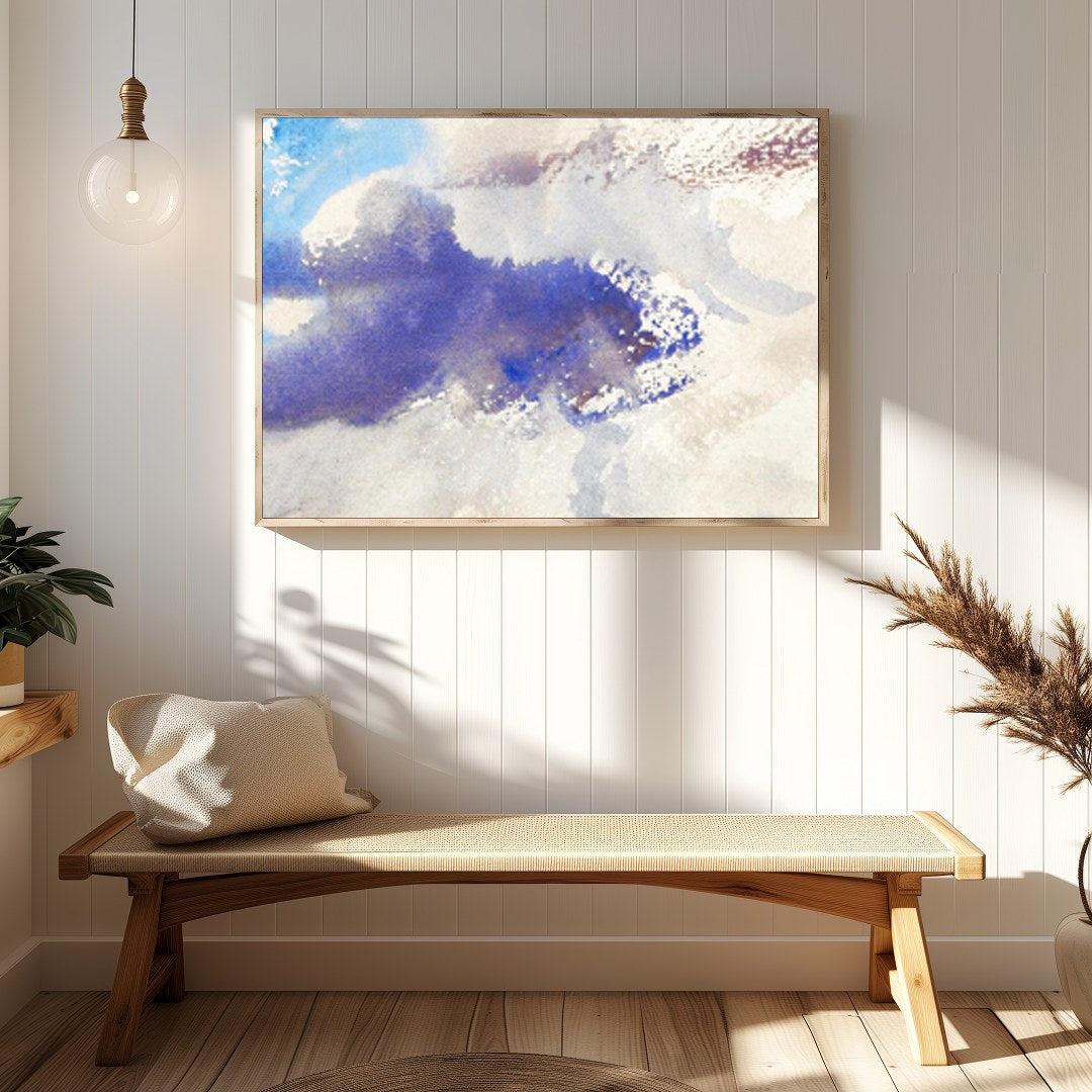 Capture the serene essence of the sky with this dreamy watercolor artwork. Delicate brushstrokes in for Hallway