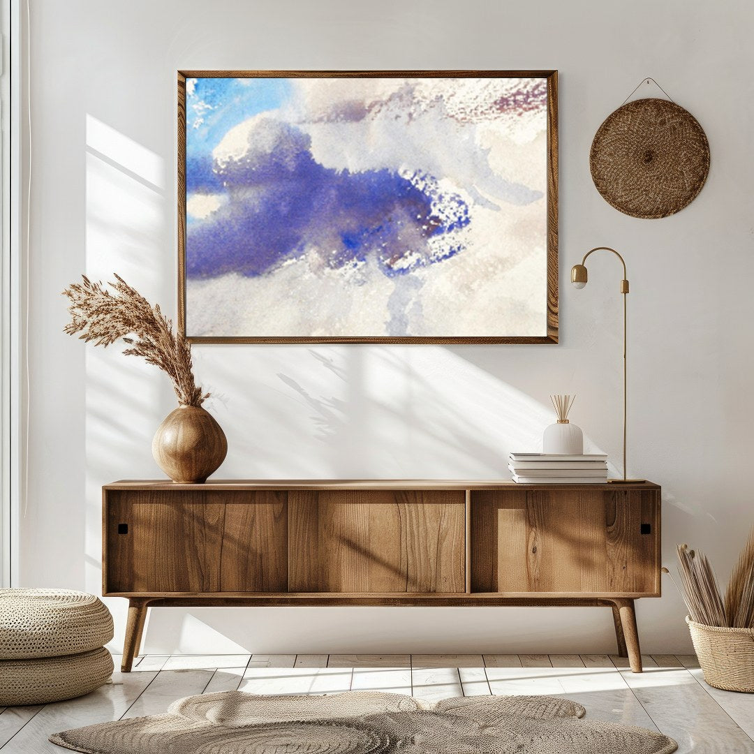 Capture the serene essence of the sky with this dreamy watercolor artwork. Delicate brushstrokes in for Sitting Area