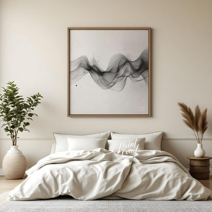 This digital artwork captures a mesmerizing flow of ethereal smoke rendered in shades of gray again… for bedroom