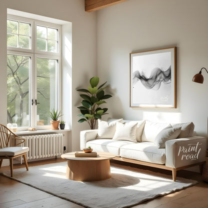 This digital artwork captures a mesmerizing flow of ethereal smoke rendered in shades of gray again… for living room