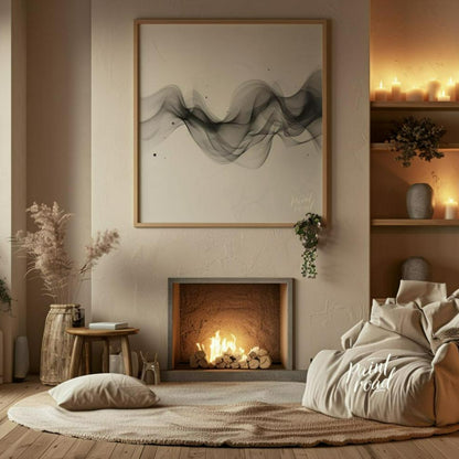 This digital artwork captures a mesmerizing flow of ethereal smoke rendered in shades of gray again… for living room