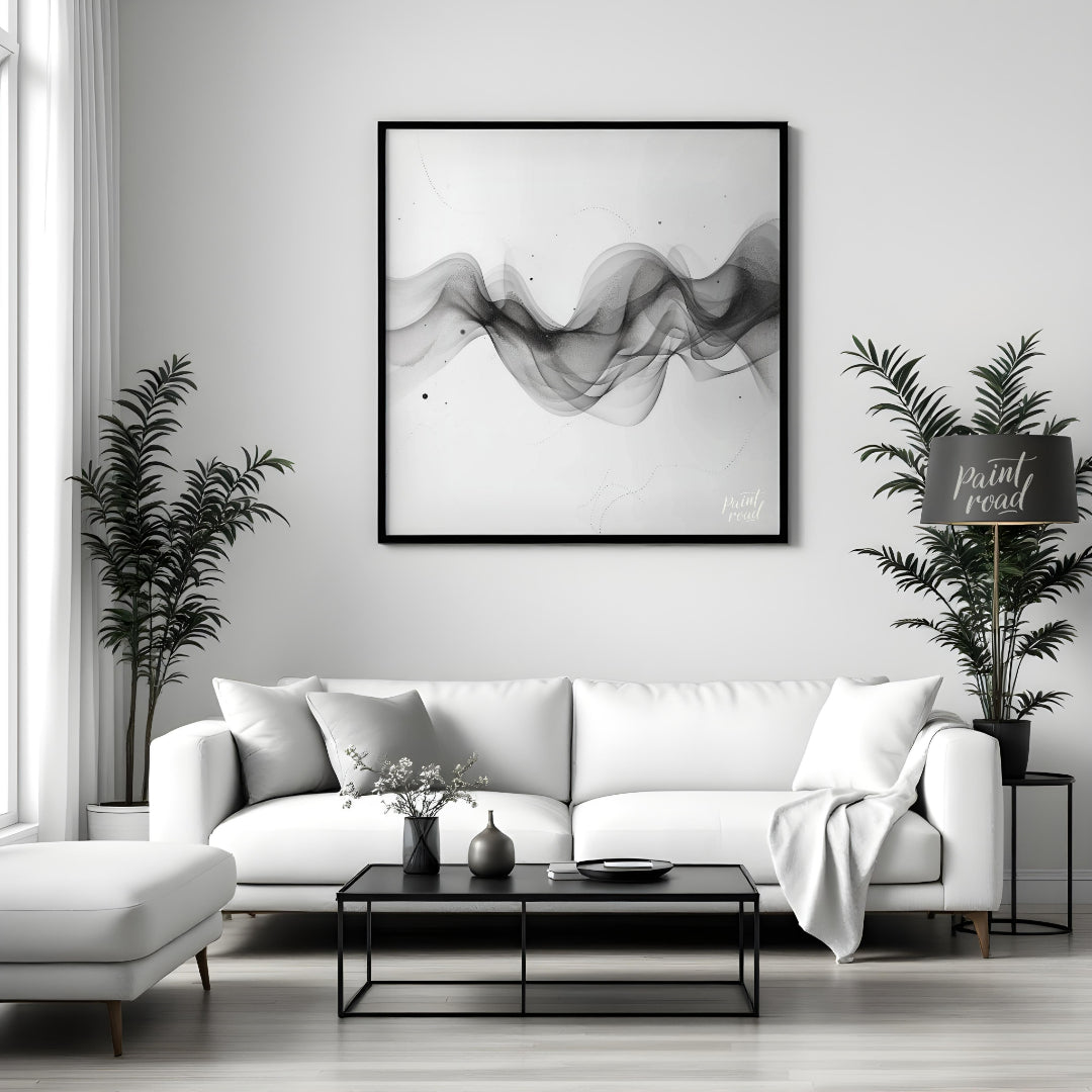 This digital artwork captures a mesmerizing flow of ethereal smoke rendered in shades of gray again… for living room